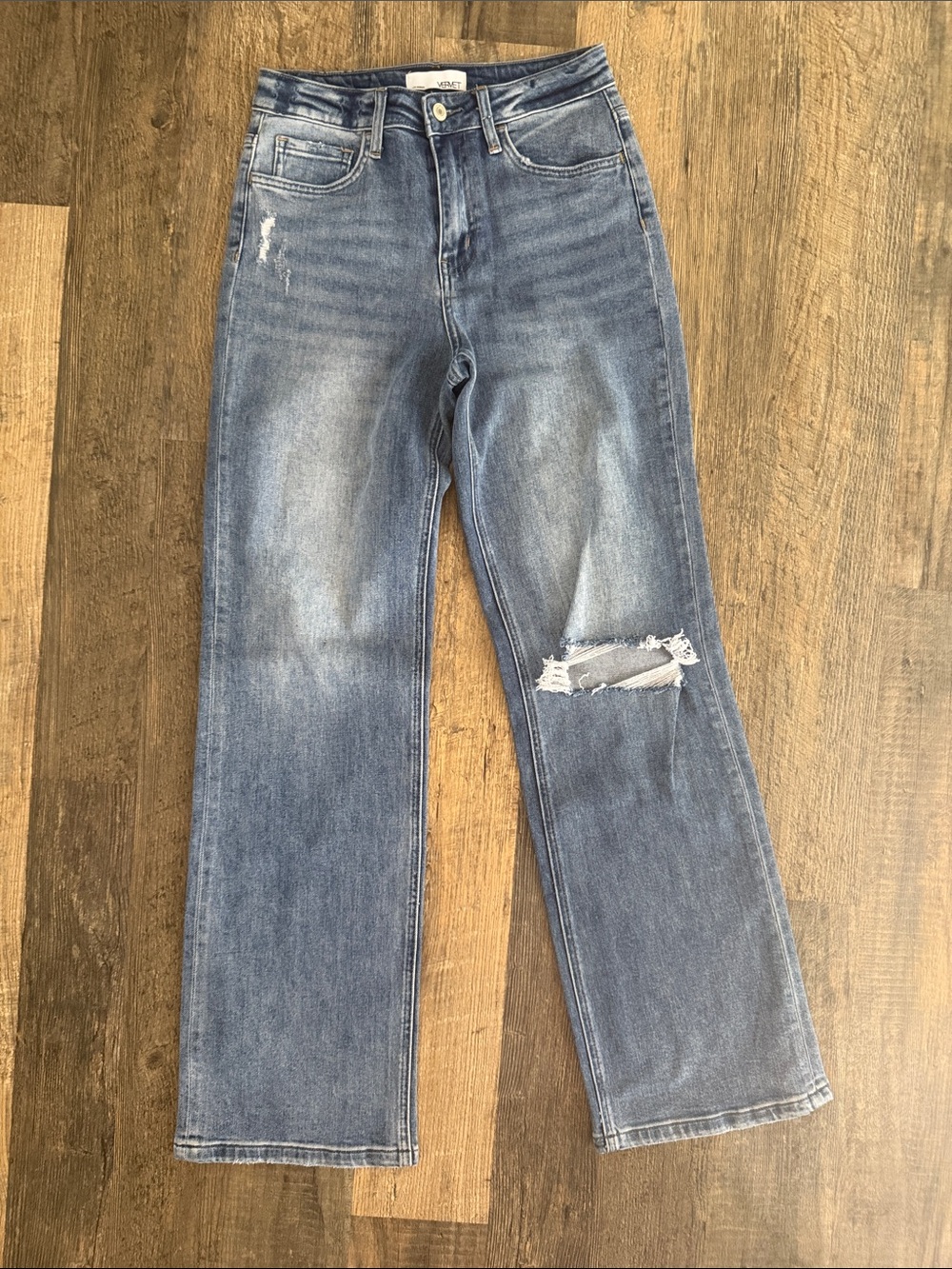 Vervet High-Rise Straight-Leg Jeans in Washed Blue 5/27